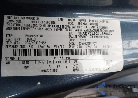 2018 Ford Focus St z USA, uszkodzony, nr VIN 1FADP3L92JL289672